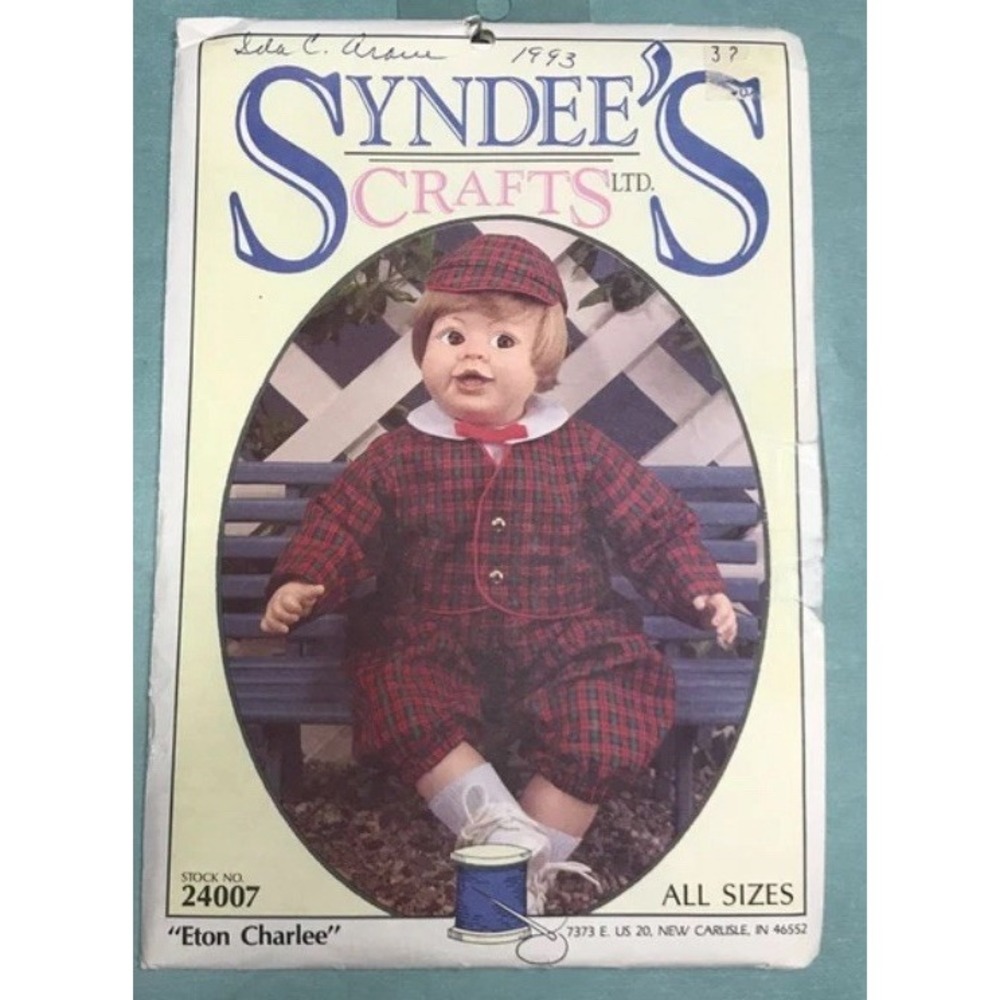 Syndee's Crafts Eton Charlee Doll Clothes Sewing Pattern 24007 Uncut 10" 16" 21"